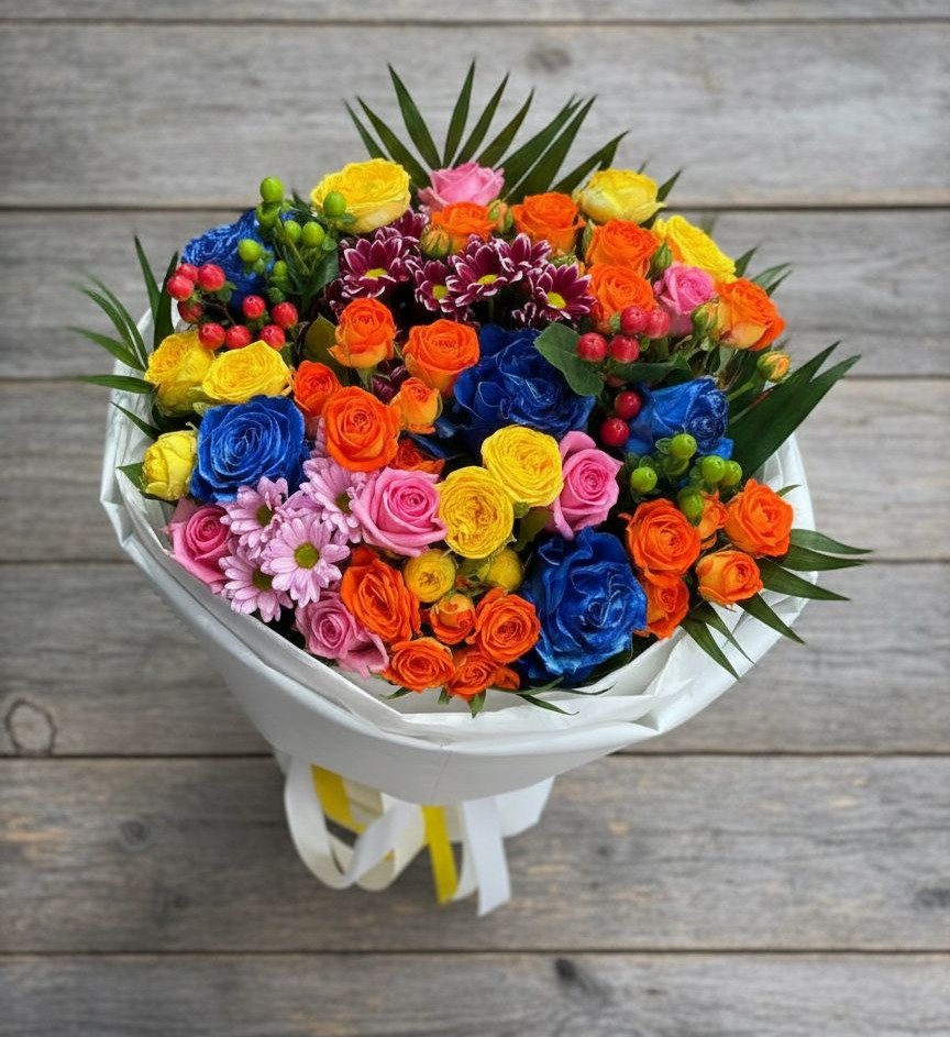 Букет цветов из: Розы и Хризантемы в Луховке