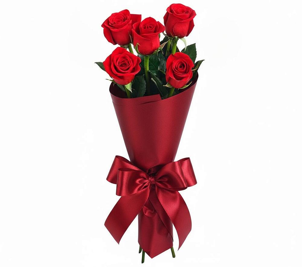 Букет 5 Красных роз Эдлесс Лав в Луховке