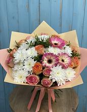 Букет цветов из:  Розы, Герберы и Хризантемы #REPLACE_PRED# Луховке