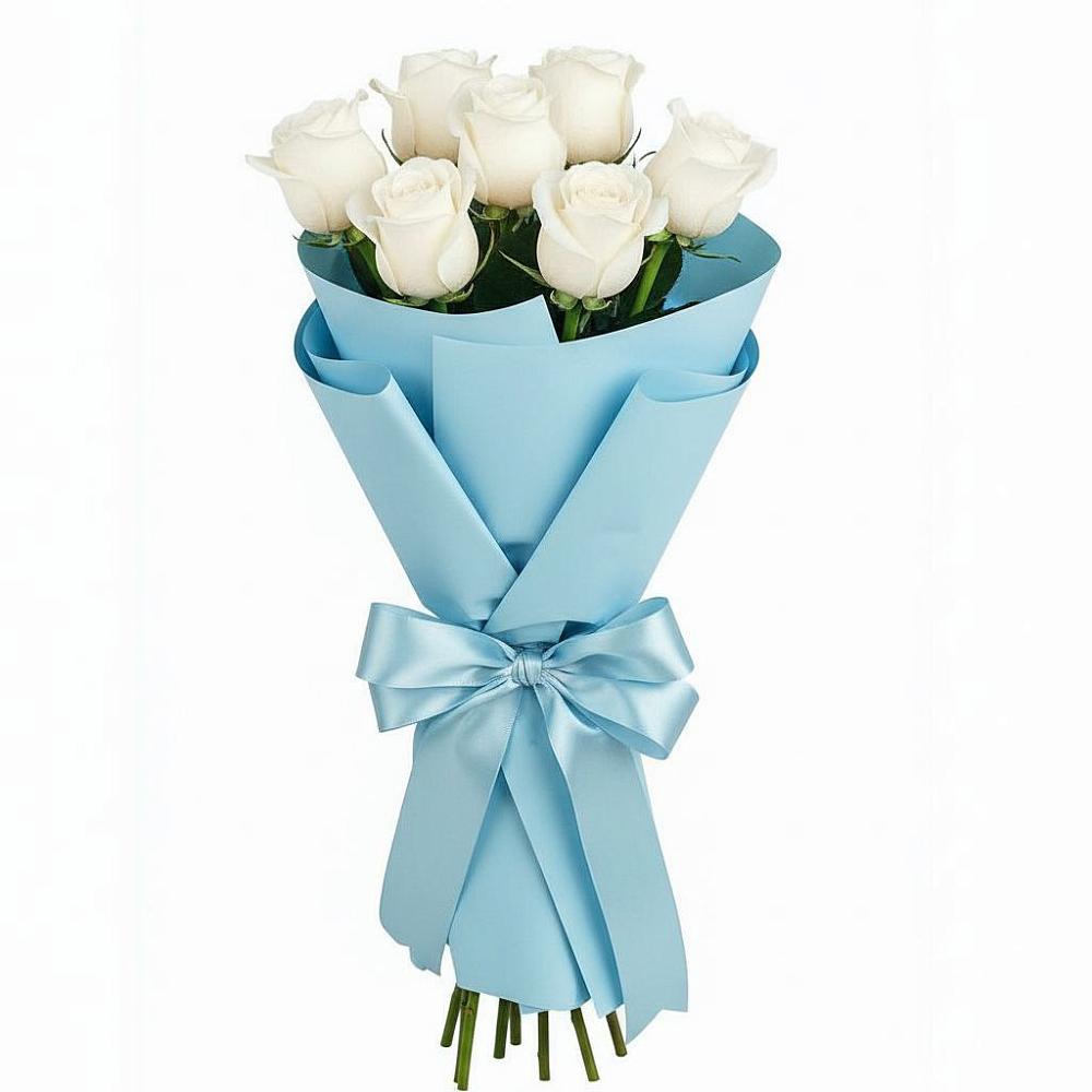 Букет 7 белых роз Проуд в Луховке