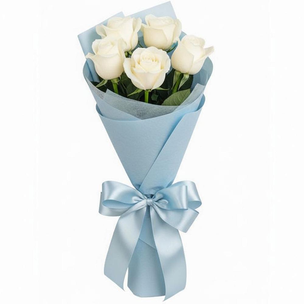 Букет 5 Белых роз Проуд в Луховке