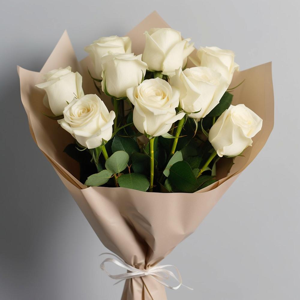 Букет 9 Белых роз Эдлесс Лав в Луховке