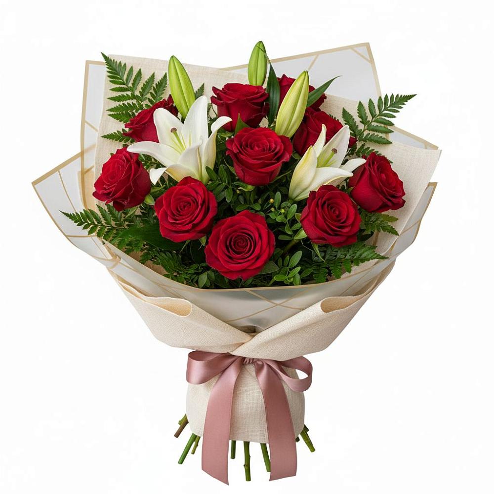 Букет цветов из: Лилии и Розы в Луховке