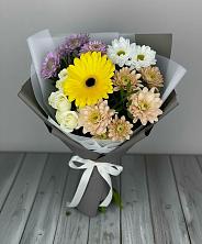 Букет цветов из:  Розы, Герберы и Хризантемы в Луховке