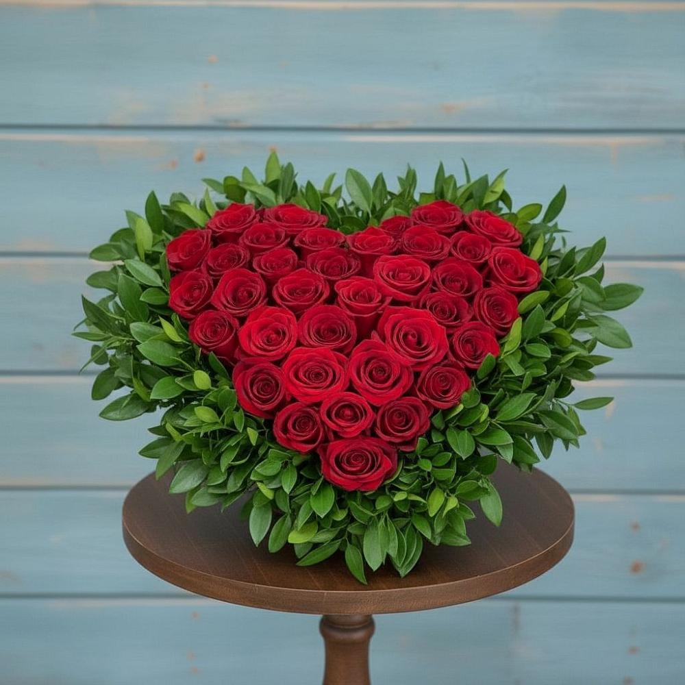 Цветочная композиция из Розы в виде сердца в Луховке