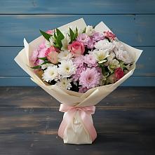 Букет цветов из:  Хризантемы, Альстромерии и Розы в Луховке