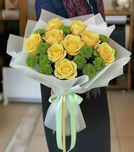 Букет цветов из:  Хризантемы и Розы в Луховке