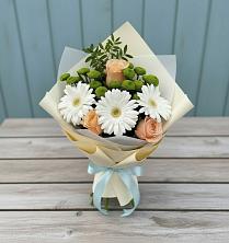 Букет цветов из:  Герберы, Розы и Хризантемы в Луховке
