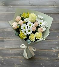 Букет цветов из:  Альстромерии, Розы и Хризантемы в Луховке