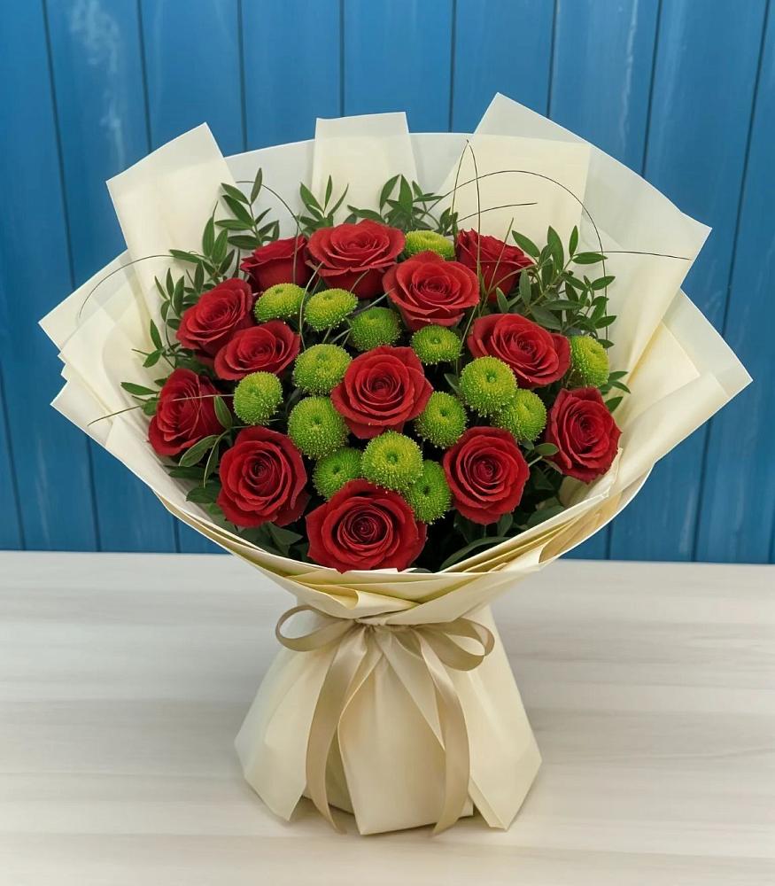 Букет цветов из: Розы и Хризантемы в Луховке