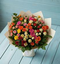Букет Микс из разноцветных кустовых роз #REPLACE_PRED# Луховке